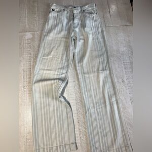 KanCan White Striped Flare Jeans